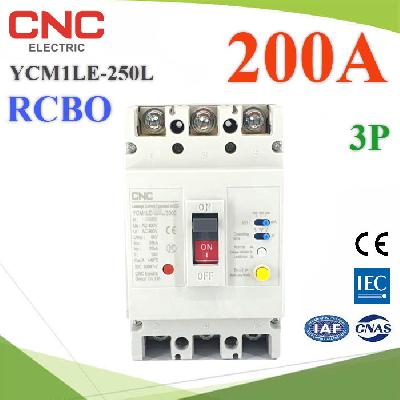 YCM1LE-250L RCBO 200A 3P AC Residual Current Circuit Breaker with Overcurrent Protection