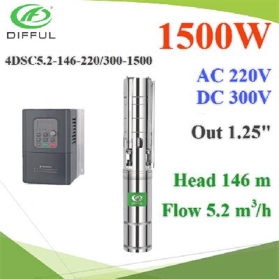 4DSC5.2-255-220/300-2200-AD Hybrid AC DC 1500W Solar Submersible Pump Brushless head 146m.