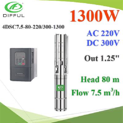 4DSC7.5-80-220/300-1300-AD Hybrid AC DC 1300W Solar Submersible Pump Brushless head 80m.