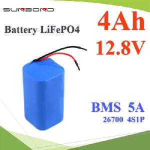 LFP1204 Lithium LiFePO4 12.8V 4Ah SUNBOND BMS 4A Pack 26700 3.2V 4Ah 4S1P