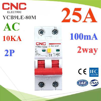 YCB9LE-80M RCBO 25A 2P AC 2way 100mA 10KA Residual Current Circuit with Overcurrent Protection