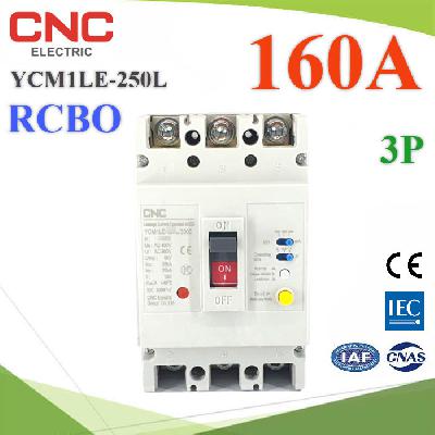 YCM1LE-250L RCBO 160A 3P AC Residual Current Circuit Breaker with Overcurrent Protection