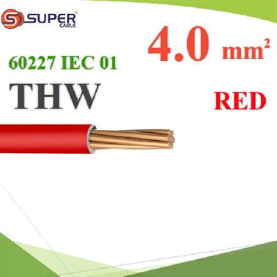 Cable 60227 IEC 01 THW Copper Conductor PVC Insulated 4 Sq.mm RED