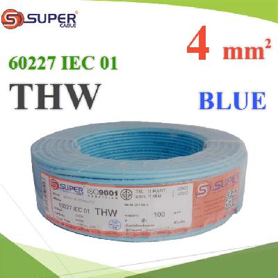 Cable 60227 IEC 01 THW Copper Conductor PVC Insulated 4 Sq.mm BLUE 100m.