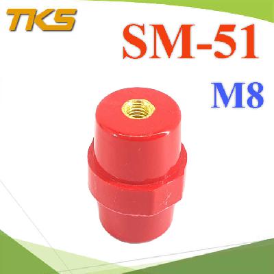 ลูกถ้วยบัสบาร์ สีแดง ลูกถ้วยฉนวนแดง Busbar Insulator SM-51 ยีดสกรู M8 ไม่รวมสกรูLow Voltage Conductor Copper Busbar RED SM-51 for Screw M8 without Screw