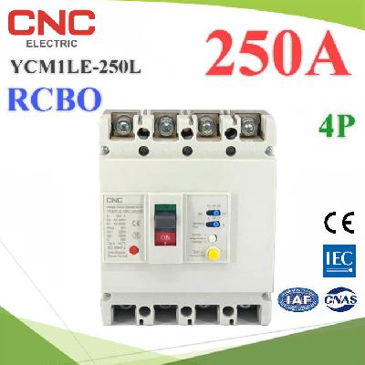 YCM1LE-250L ELCB RCBO 250A 4P AC Residual Current Circuit Breaker with Overcurrent Protection