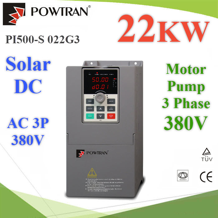 โซลาร์ อินเวอร์เตอร์ DC350-780V หรือ AC380V สำหรับมอเตอร์ 30HP 3Phase 380V Solar Pump Inverter DC350-780V AC380V Motor 30HP 3Phase 380V 