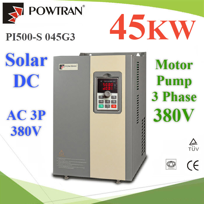 โซลาร์ อินเวอร์เตอร์ DC350-780V หรือ AC380V สำหรับมอเตอร์ 60HP 3Phase 380V Solar Pump Inverter DC350-780V AC380V Motor 60HP 3Phase 380V 
