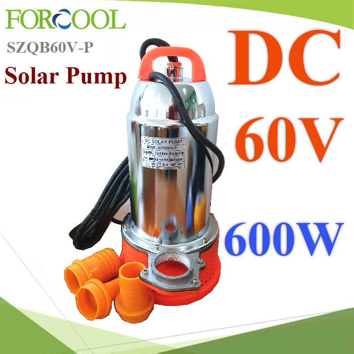 ปั๊มแช่ ไดโว่ 600W 60V DC ปั๊มจุ่ม ต่อแผงโซลาร์ อนุกรม 2 แผ่น หรือ ต่อแบตเตอรี่ ดูดน้ำขัง ท่อ 50มม.DC 60V 600W Solar submersible pump Solar powered water pump