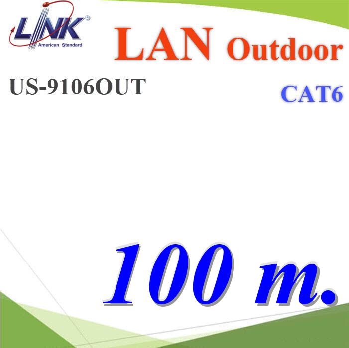 สายแลน CAT6 AT6 UTP US-9106OUT สีดำ OutDoor ยกกล่อง 100 เมตรUS-9106OUT 100m.  CAT6 UTP (250MHz) w Cross Filler 23AWG Outdoor