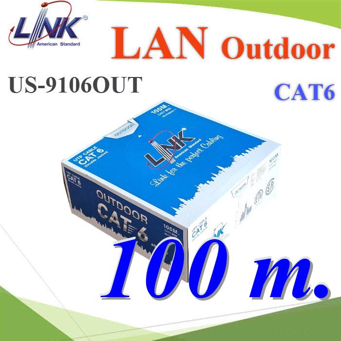 (100 เมตร) สายแลน CAT6 UTP PE OUTDOOR US-9106OUT  สีดำ ใช้ภายนอกLAN CAT6 US-9106OUT UTP PE OUTDOOR Cross Filler 23AWG Color Black 100m