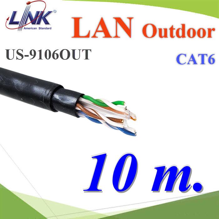 (10 เมตร) สายแลน CAT6 UTP PE US-9106OUT ฉนวน 2 ชั้น สีดำ ใช้ภายนอกLAN CAT6 US-9106OUT UTP PE Outdoor Cross Filler 23AWG Color Black 10m