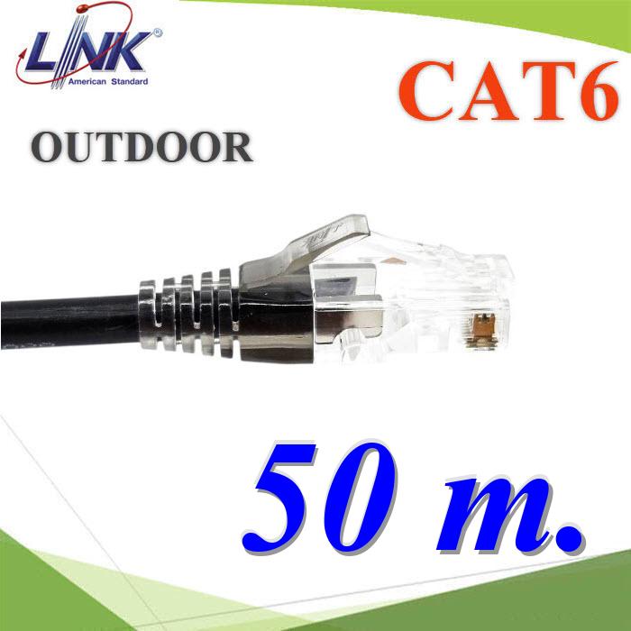 50 เมตร สายแลนสำเร็จรูป Link CAT6 Outdoor สีดำ พร้อมย้ำหัวสาย RJ45 หัวล็อกสายสีดำLAN CABLE CAT6 US-9106OUT Color Black Outdoor Plug RJ45 Lock Color Black Long 50m.