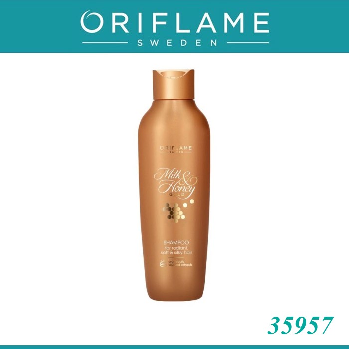 ออริเฟลม 35957 Oriflame Milk & Honey Gold Shampoo แชมพูนมและน้ำผึ้งออร์แกนิคOriflame 35957 Milk & Honey Gold Shampoo for Radiant, Soft & Silky Hair (35957)