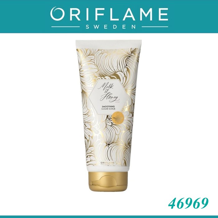 ออริเฟลม 46969 สครับขัดผิวสูตรน้ำตาล Milk & Honey Gold Smoothing Sugar Scrub 46969 ขนาด 200mlOriflame 46969 Milk & Honey Gold Smoothing Sugar Scrub 200ml 46969