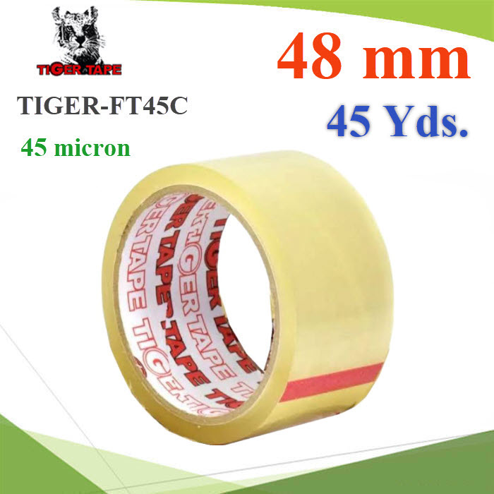 เทปติดกล่อง เทปใส 2 นิ้ว 45 ไมครอน TIGER OPP tape 48 mm. ยาว 45 หลาOPP Tape Color Clear TIGER 45 micron 48mm. 2 inch  45 Micron 45 Yds.