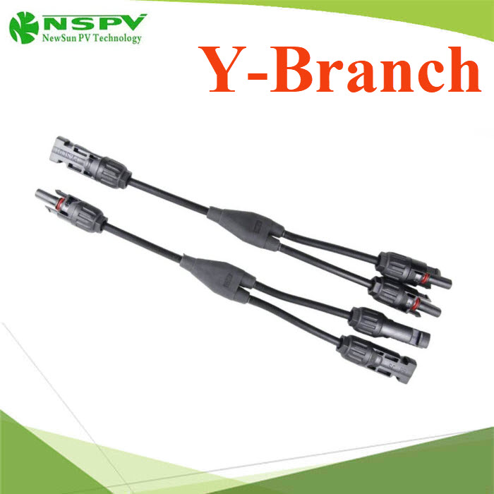 ข้อต่อสายไฟโซลาร์เซลล์ MC4 กันน้ำ ต่อขนาน 2 เส้นรวมเป็น 1 เส้น แบบสายไฟ 25cmPV cable MC4 solar Y Branch 2 to 1