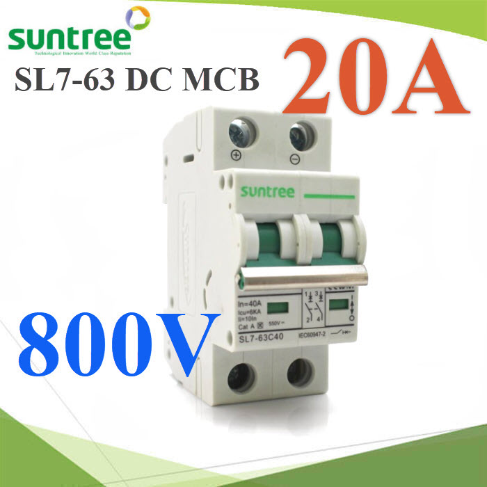 เบรกเกอร์ DC 800V 20A 2Pole SL7-63 เบรกเกอร์ไฟฟ้า SUNTREE โซลาร์เซลล์ MCBSL7-63 PV Series Circuit Breaker MCB DC  SUNTREE 800V 20A