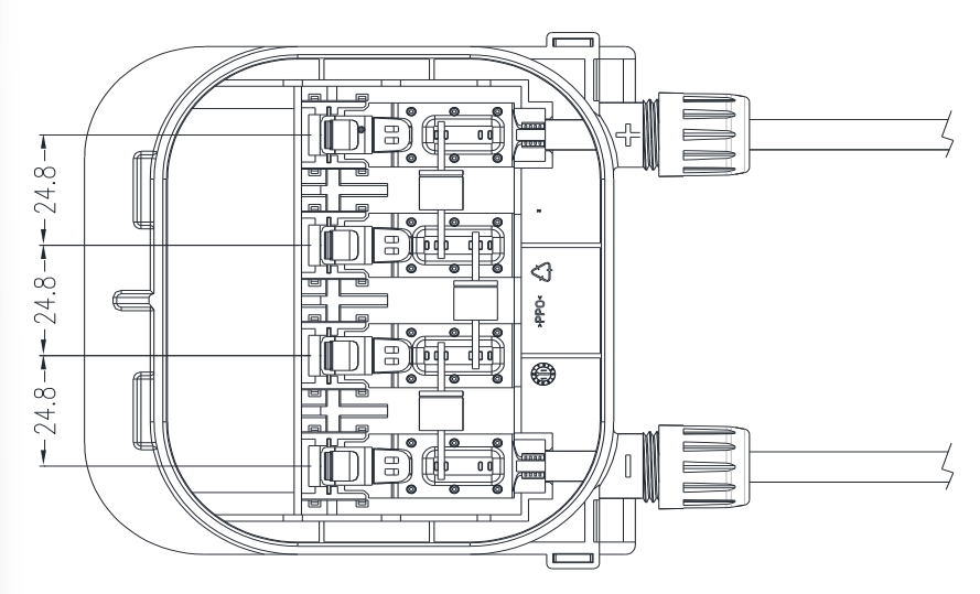 Junction Box NEJM4กล่องต่อสายไฟ หลังแผงโซลาร์ ขนาด bar center 20mm. สายไฟ 120ซม. (0) Junction Box NEJM4กล่องต่อสายไฟ หลังแผงโซลาร์ ขนาด bar center 20mm. สายไฟ 120ซม.NEJM4 olar Junction Box for solar panel center