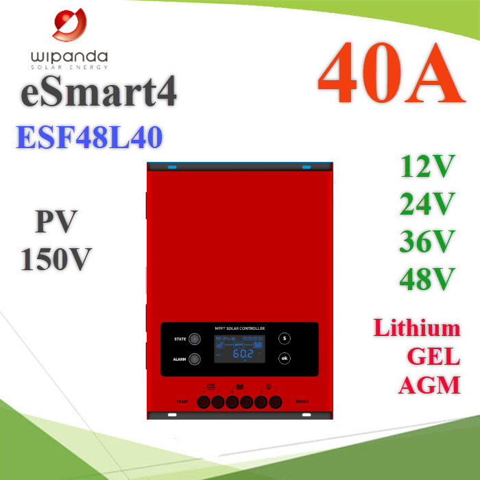 โซลาร์ชาร์จ MPPT eSmart4 model I-PANDA คอนโทรลเลอร์ 40A 12V 24V 36V 48VESF48L40 eSmart4 model  MPPT Solar Smart Digital Controller 12V 24V 36V 48V 40A