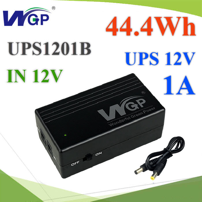 UPS สำรองไฟ CCTV เร้าเตอร์ กล้อง ระบบไฟ 12V WGP-UPS1201B 1A 44.4WhWGP-UPS1201B Mini UPS WGP portable backup battery 12V 2A 44.4Wh
