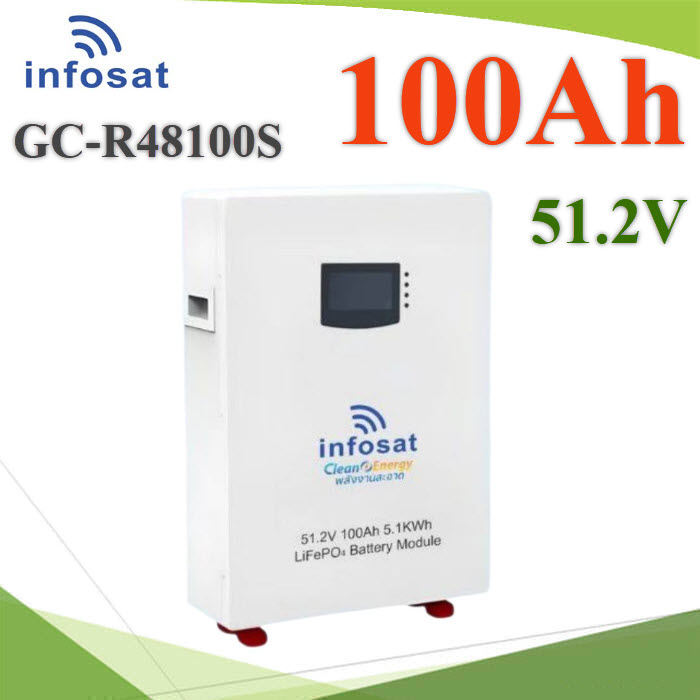 แบตเตอรี่ลิเธี่ยม LiFePO4 infosat 51.2V 100AhGCR48100S  Lithium Battery LiFePO4 51200Wh 51.2V 100Ah