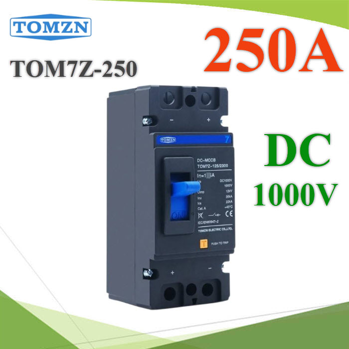 MCCB 1000VDC 250A เบรกเกอร์ไฟฟ้า  DC Solar TOM7Z 50KA250A 1000V MCCB Solar DC Module Case Circuit Breaker 2P TOM7Z