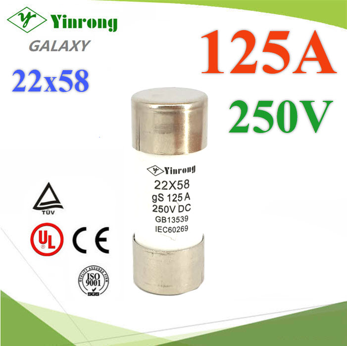 ฟิวส์ DC ขนาด 22x58mm 125A 250V gS สำหรับแบตเตอรี่ (ไม่รวมกระบอกฟิวส์)Fuse DC 22x58mm 125A Max.250V gS type for Battery Solar