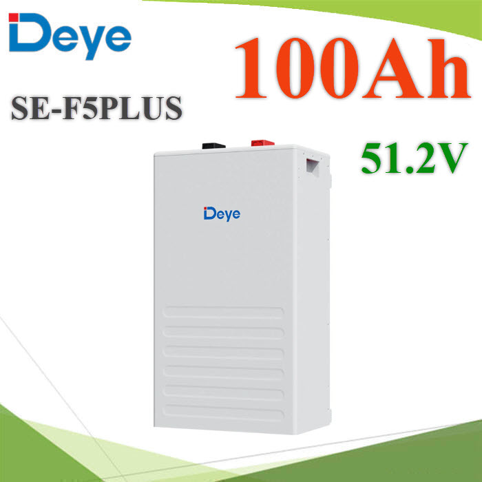 แบตเตอรี่ลิเธียม LiFePO4 51.2V 100Ah 5210Wh IP21 แบบติดผนังSE-F5PLUS Deye 51.2V 100Ah LiFePO4 Battery Wall Mounted IP21