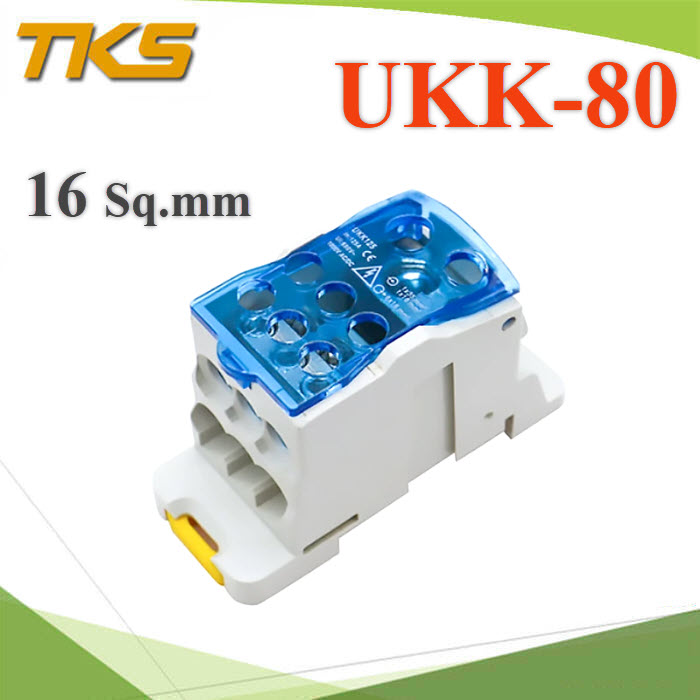 เทอร์มินอล UKK80 Junction Block ข้อต่อสายเมนไฟ เกาะราง DIN Rial สายไฟเมน 6-16 Sq.mm.UKK80 High current screw Din rail Terminal Block Power Distribution Box Wire Connector 1 in multiple out