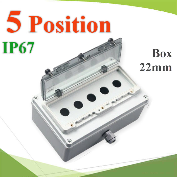 กล่องเปล่ากันน้ำ 5 ช่อง สำหรับปุ่มกด Push ButtonWaterproof 5 Position Push Button Switch Box Enclosure