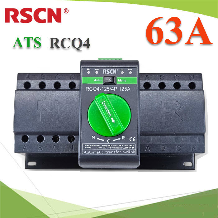 4P ATS เบรกเกอร์สวิทช์ 2 ทาง RCQ4 AC สลับไฟอัตโนมัติ Automatic transfer switch RSCN 63A 4P ATS เบรกเกอร์สวิทช์ 2 ทาง RCQ4 AC สลับไฟอัตโนมัติ Automatic transfer switch RSCN 63ARCQ4 4P 3Phase ATS 63A RSCN Automatic transfer switch ATS 1 Output