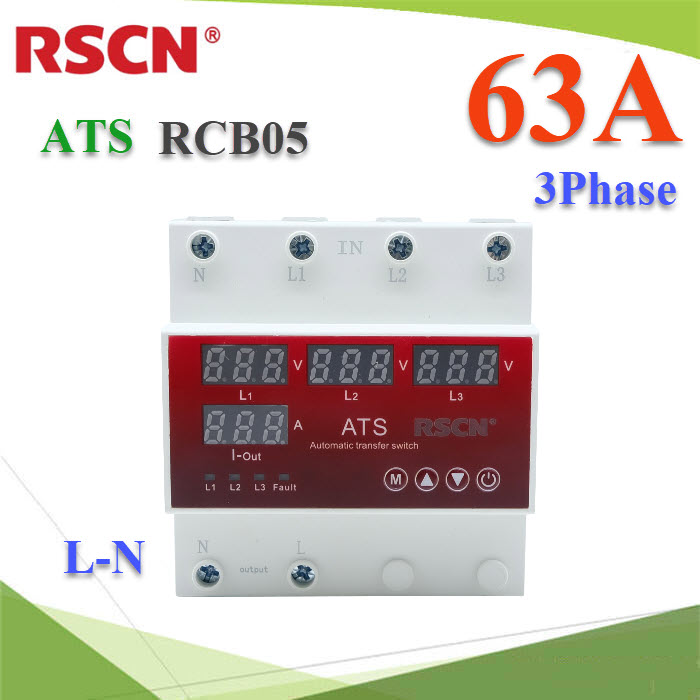 ATS เบรกเกอร์สลับไฟอัตโนมัติ เลือก Phase RCB05 Automatic transfer switch RSCN 63A ATS เบรกเกอร์สลับไฟอัตโนมัติ เลือก Phase RCB05 Automatic transfer switch RSCN 63ARCB05 3Phase ATS 63A RSCN Automatic transfer switch ATS 3Phase to 1 phase