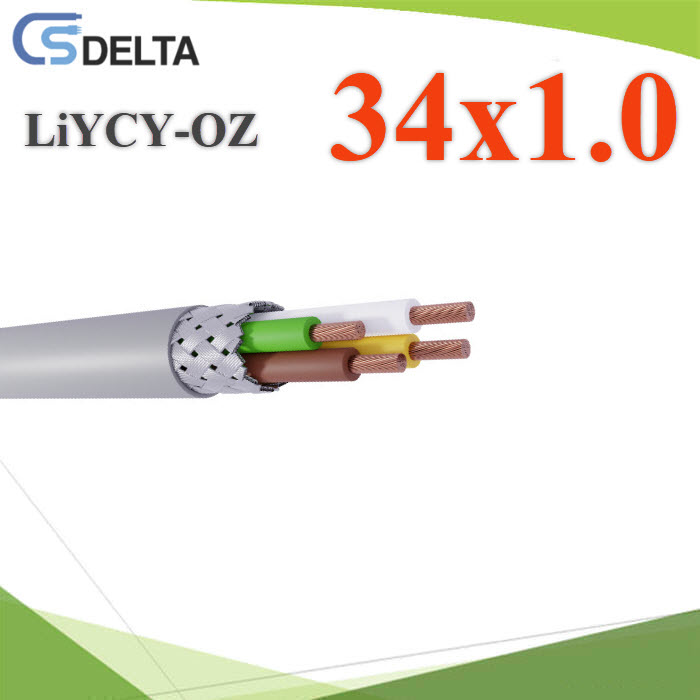 สายสัญญาณมีชิลด์ LiYCY-OZ 34x1 Sq.mm. Shield Cable มาตรฐาน IEC60332-1LiYCY-OZ 34x1 Sq.mm. Shield Cable  CSDELTA 300/500V IEC60332-1
