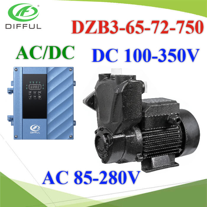 ปั๊มน้ำ DZB Solar Brushless  750W 1นิ้ว DC 100-350V and AC 85-280V 3qm/h Head 65mDZB Solar DC Pump 1 inch 750W DC 100-350V and AC 85-280V 3qm/h Head 65m