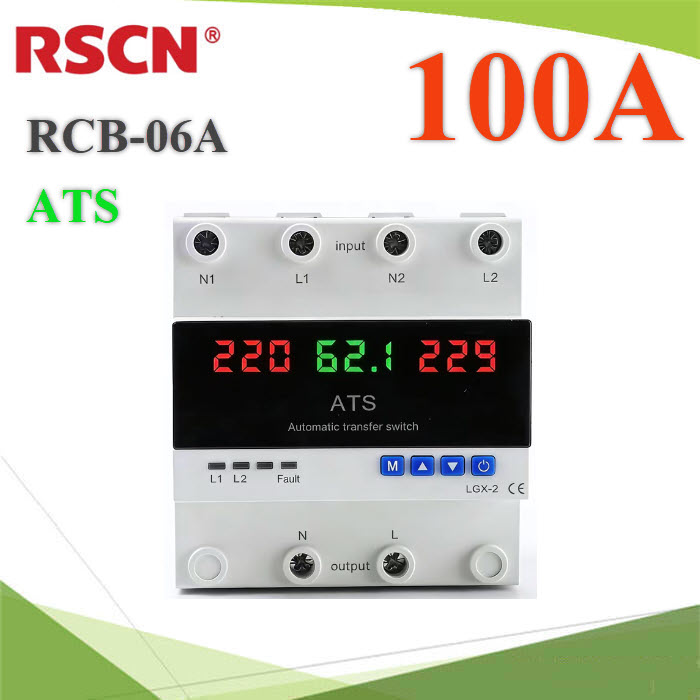 2P ATS 100A เบรกเกอร์ 2 ทาง RCQ1 AC สลับไฟอัตโนมัติ Automatic transfer switch RSCN (0) 2P ATS 100A เบรกเกอร์ 2 ทาง RCQ1 AC สลับไฟอัตโนมัติ Automatic transfer switch RSCNRCB-06 2P2P ATS 100A Single Phase RSCN Automatic transfer switch