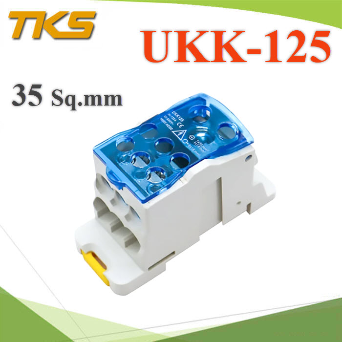เทอร์มินอล UKK125 Junction Block ข้อต่อสายเมนไฟ เกาะราง DIN Rial สายไฟเมน 10-35 Sq.mm.UKK125 High current screw Din rail Terminal Block Power Distribution Box Wire Connector multiple out