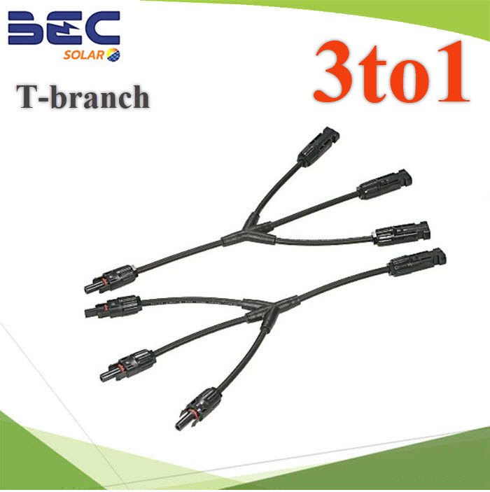 ข้อต่อสายไฟโซลาร์เซลล์ MC4 ต่อขนาน 3 เส้นรวมเป็น 1 เส้น T-Branch (10) ข้อต่อสายไฟโซลาร์เซลล์ MC4 ต่อขนาน 3 เส้นรวมเป็น 1 เส้น T-BranchT Branch PV cable MC4 solar connector 3 to 1