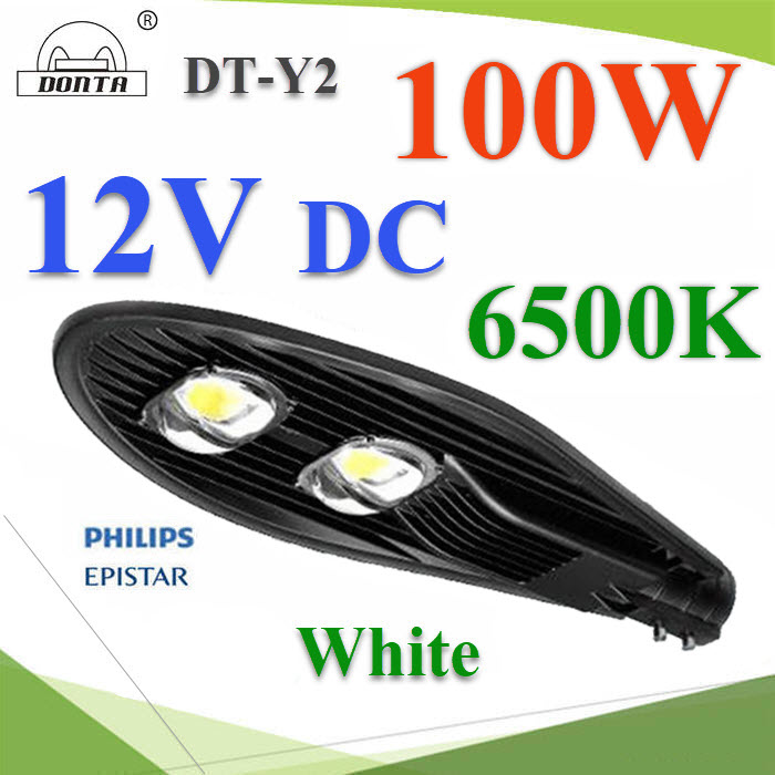 100W LED โคมไฟถนน DC 12V กันน้ำ แบบอลูมิเนียมโปรไฟล์ Philips chip Donta driver แสงสีขาว 6500KLED Street Light 100W waterproof IP65  DC 12V CCT 6500K White  Philips chip Donta driver