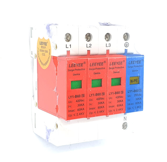 Surge AC LY1-B60 60Ka อุปกรณ์ป้องกันฟ้าผ่า ไฟกระชาก 3 เฟส L1 L2 L3 N-PE