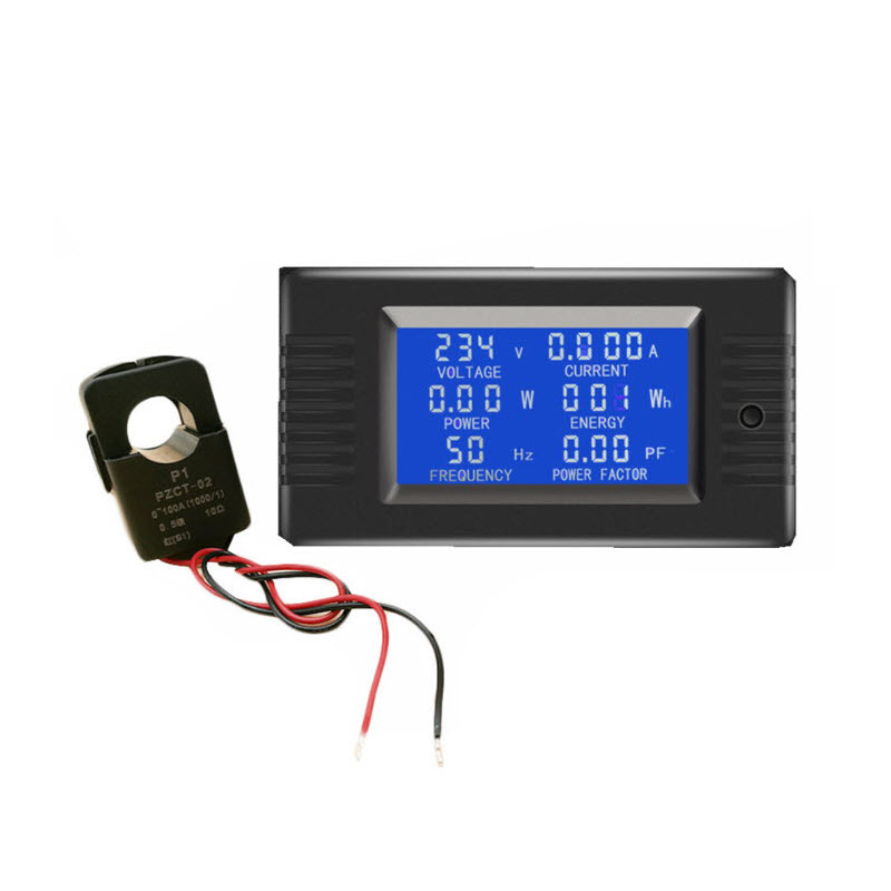 PZEM-022 AC มิเตอร์ดิจิตอล 100A 80-260V โวลท์ แอมป์ วัตต์ พลังงานไฟฟ้า Coil Split CT