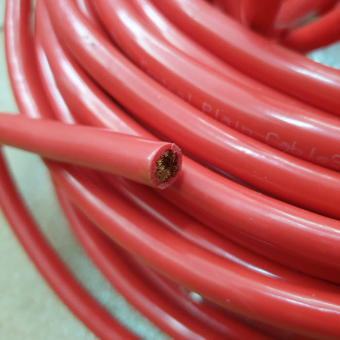 2 เมตร สายไฟแบตเตอรี่ Flexible ขนาด 16 Sq.mm. ทองแดงแท้ ทนกระแสสูงสุด 106A สีแดง