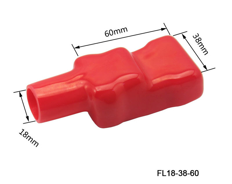 FL18-38-60 ยางหุ้มขั้วต่อแบตเตอรี่ สายไฟโตนอก 18mm. แพคคู่ สีแดง-แดง